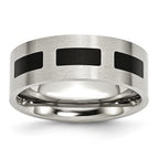 Stainless Steel Brushed w/Black Rubber 8mm Flat Band