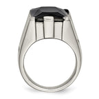 Stainless Steel Black CZ Polished Ring