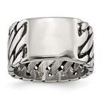 Stainless Steel Polished Tread Design Ring