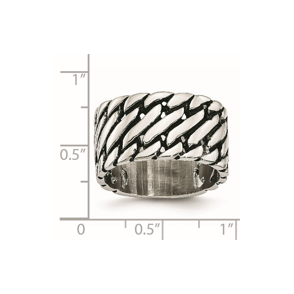 Stainless Steel Polished Tread Design Ring