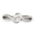 Chisel Stainless Steel Polished Twist with Round CZ Ring