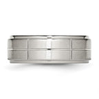 Chisel Stainless Steel Brushed and Polished Grooved 8mm Ridged Edge Band
