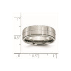 Chisel Stainless Steel Brushed and Polished Grooved 8mm Ridged Edge Band
