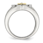 Chisel Stainless Steel Polished with 10K Gold Cross and .02 Carat Diamond Ring