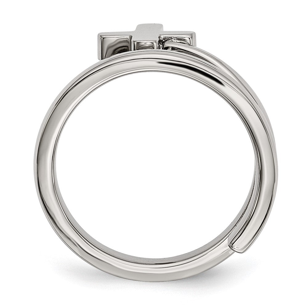 Stainless Steel Polished Twisted Cross Ring