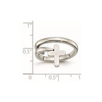 Stainless Steel Polished Twisted Cross Ring