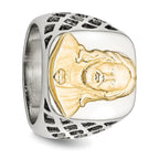 Chisel Stainless Steel with Sterling Silver Jesus Yellow IP-plated Polished Ring