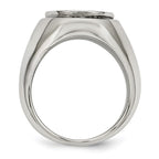 Chisel Stainless Steel Polished Black Enameled Cross Ring