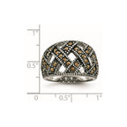 Stainless Steel Textured Marcasite Ring