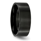 Chisel Stainless Steel Polished Black IP-plated 8mm Flat Band