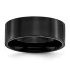 Chisel Stainless Steel Polished Black IP-plated 8mm Flat Band