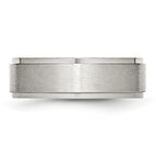Chisel Stainless Steel Polished with Brushed Center 7mm Ridged Edge Band