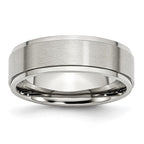 Chisel Stainless Steel Polished with Brushed Center 7mm Ridged Edge Band