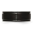 Chisel Stainless Steel Polished with Brushed Center Black IP-plated 8mm Band