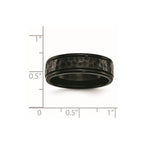 Chisel Stainless Steel Polished and Hammered Black IP-plated 7mm Band