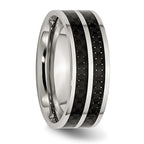 Chisel Stainless Steel Polished with Double Row Black Carbon Fiber Inlay 8mm Band