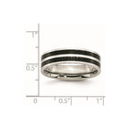 Chisel Stainless Steel Polished with Double Row Black Carbon Fiber Inlay 6mm Band