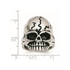 Stainless Steel Antiqued and Polished Skull Ring