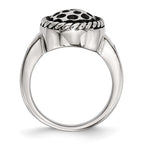 Stainless Steel Polished and Antiqued Ring