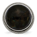 Stainless Steel Polished Labradorite Textured Ring