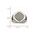 Stainless Steel Polished CZ Square Ring
