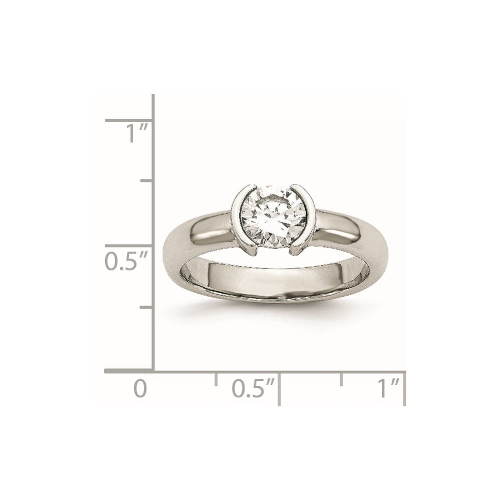 Stainless Steel Polished CZ Ring