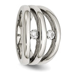 Chisel Stainless Steel Polished CZ Ring