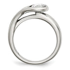Chisel Stainless Steel Polished CZ Ring