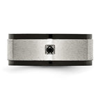 Chisel Stainless Steel Brushed and Polished Black IP-plated with Black CZ 9mm Band