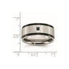 Chisel Stainless Steel Brushed and Polished Black IP-plated with Black CZ 9mm Band