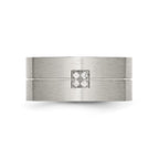 Chisel Stainless Steel Brushed with CZ 10mm Flat Band
