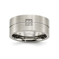Chisel Stainless Steel Brushed with CZ 10mm Flat Band