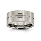 Chisel Stainless Steel Brushed with CZ 10mm Flat Band