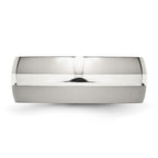 Chisel Stainless Steel with Sterling Silver Inlay Polished 8mm Band