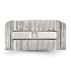 Stainless Steel Brushed and Polished w/CZ Ring