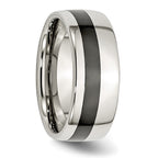 Stainless Steel Polished Black Ceramic Inlay 9mm Band