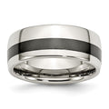 Stainless Steel Polished Black Ceramic Inlay 9mm Band