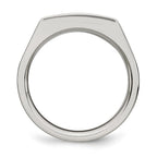 Chisel Stainless Steel Brushed and Polished with Black CZ Ring
