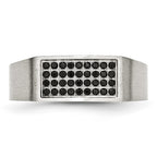 Chisel Stainless Steel Brushed and Polished with Black CZ Ring