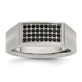 Chisel Stainless Steel Brushed and Polished with Black CZ Ring