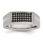 Chisel Stainless Steel Brushed and Polished with Black CZ Ring