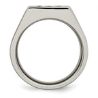 Chisel Stainless Steel Brushed Black IP-plated with CZ Signet Ring