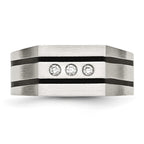 Chisel Stainless Steel Brushed Black IP-plated with CZ Signet Ring
