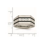 Chisel Stainless Steel Brushed Black IP-plated with CZ Signet Ring