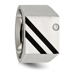 Chisel Stainless Steel Brushed Black IP-plated with CZ Signet Ring