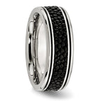 Chisel Stainless Steel Polished Grooved with Genuine Stingray Textured 8mm Band