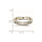 Stainless Steel Polished Yellow IP-plated .025pt. Diamond 4mm Band