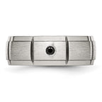 Chisel Stainless Steel Polished Brushed Center 1/20 carat Black Diamond 8mm Band