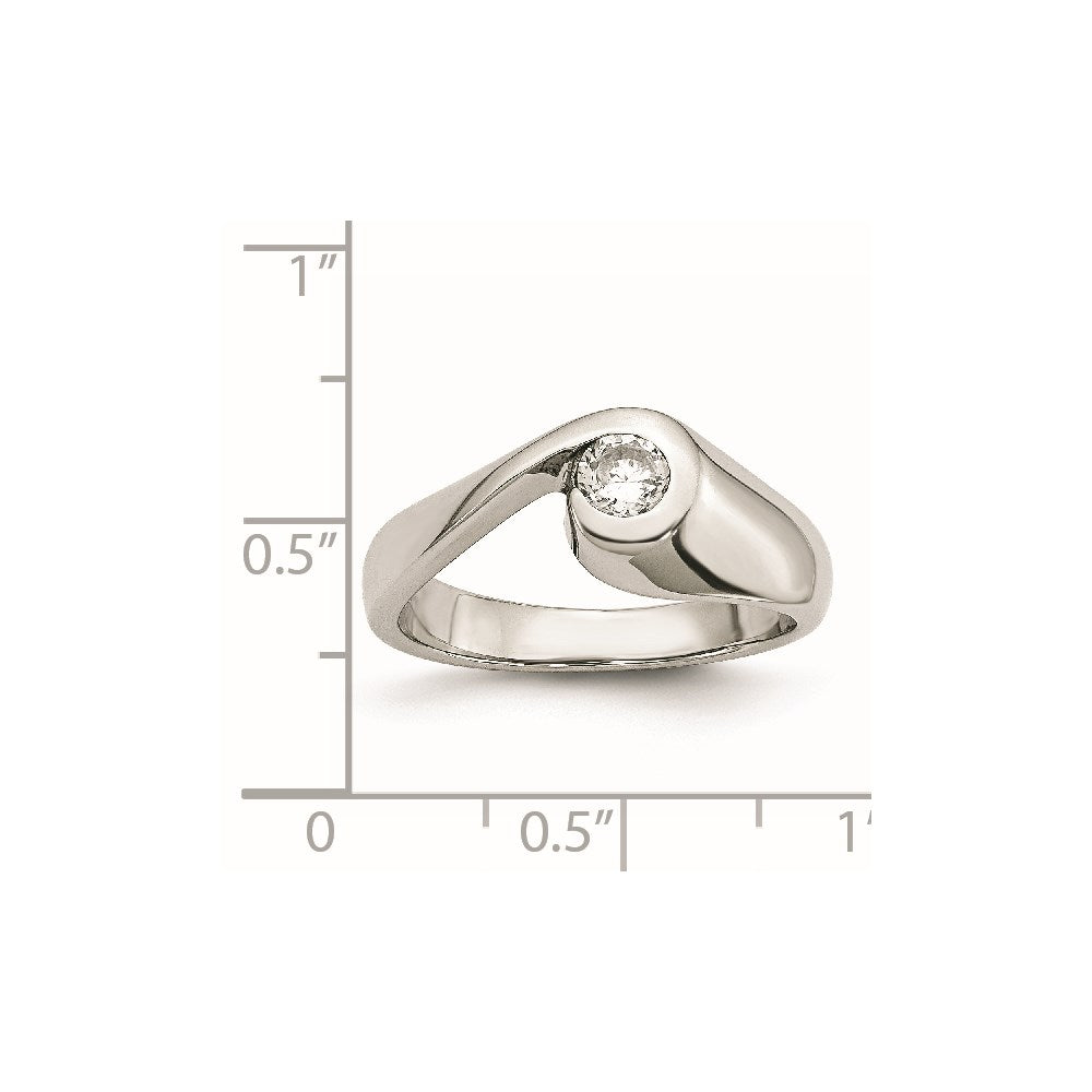 Stainless Steel Polished CZ Ring