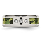 Chisel Stainless Steel Polished Camouflage 1/10 Carat Diamond 8mm Band